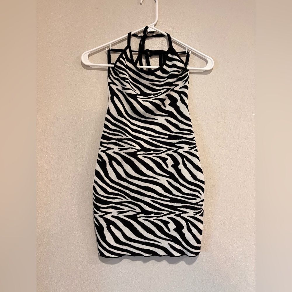 Superdown Allie Zebra Knit Mini Dress Size S Bodycon